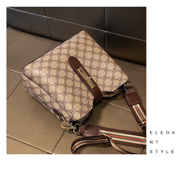 Женская Crossbody Сумочка Монограмма Pattern Холст с коричневой кожаной отделкой